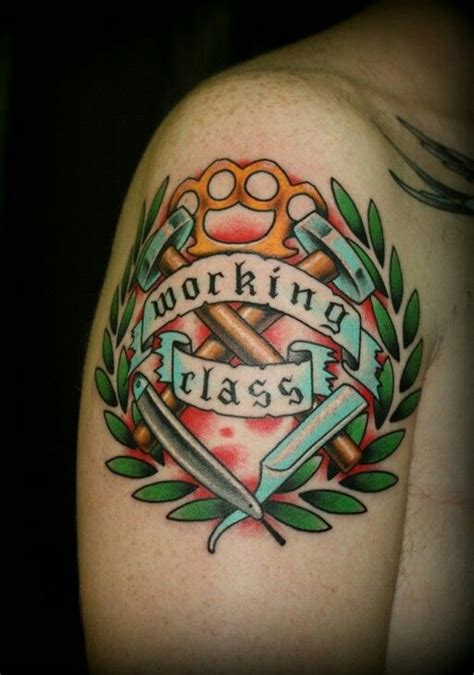 A Tattoo With The Words Working Class On It And Two Crossed Swords