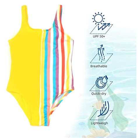 Girls One Piece Yellow Striped Swimsuit Available In Different Sizes