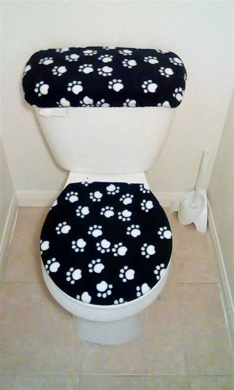 Multicolored Paw Prints Fleece Fabric Toilet Seat Cover Set Etsy
