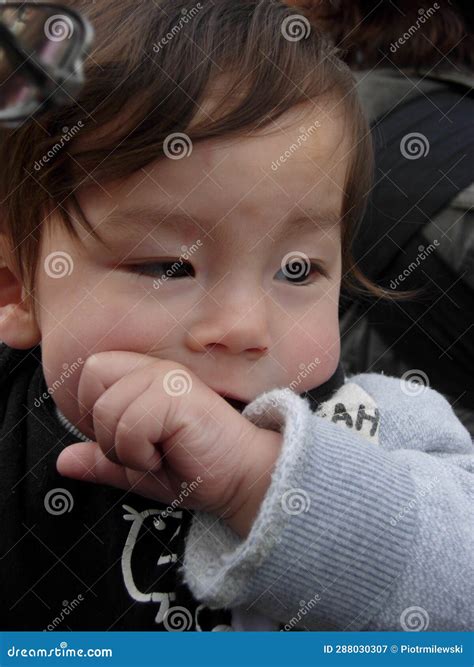 Cute Japanese Baby Boy 2 Years Old Looking At Camera Stock Image