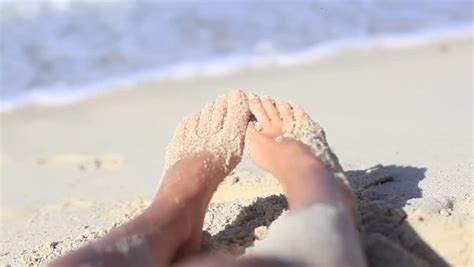 Beautiful Woman Feet On Sand Stock Footage Video Shutterstock