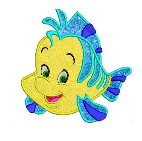 Flounder The Little Mermaid Applique Embroidery Designs Etsy