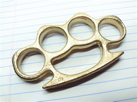 Real Brass Knuckle Paperweight Solid Metal 6 Ounce Knucks Pw