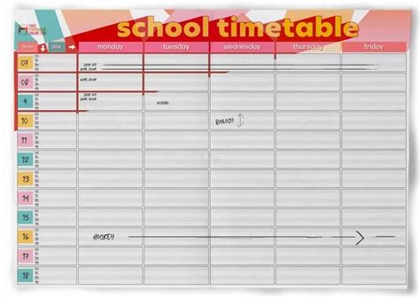 Printable School Timetable Templates Free Printables Online In 2021