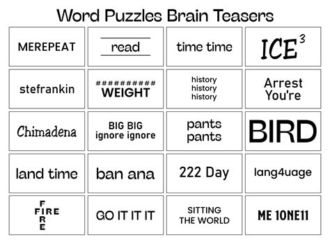 Printable Rebus Puzzle Brain Teasers