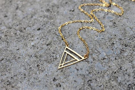 Upside Down Triangle Necklace Gold Triangle Necklace Etsy