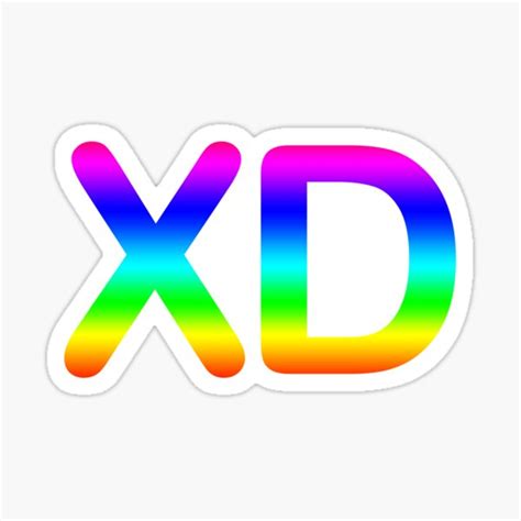 Xd Emoji In Rainbow Gradient Sticker By Bumblefuzzies Redbubble