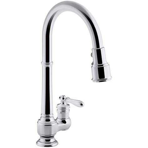 This type of faucet model this is one of the best options for single handle operations and it comes along with a sprayer. KOHLER Artifacts Single-Handle Pull-Down Sprayer Kitchen ...