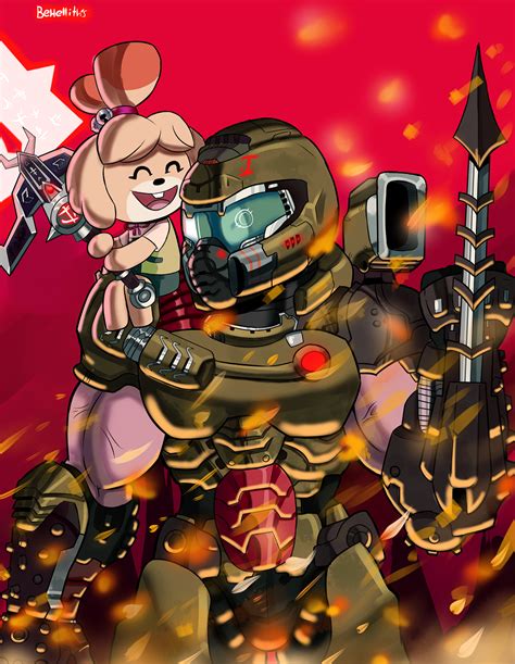 Doom Slayer And Isabelle Doomguy And Isabelle Know Your Meme