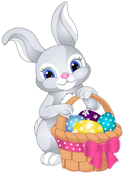 Easter Bunny With Egg Basket Png Clip Art Image Cute Easter Bunny
