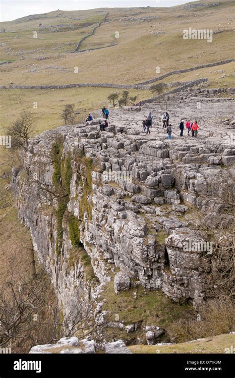 People Standing And Walking On Upland Limestone Pavement Spectacular