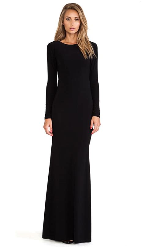 alice olivia long sleeve maxi dress in black revolve