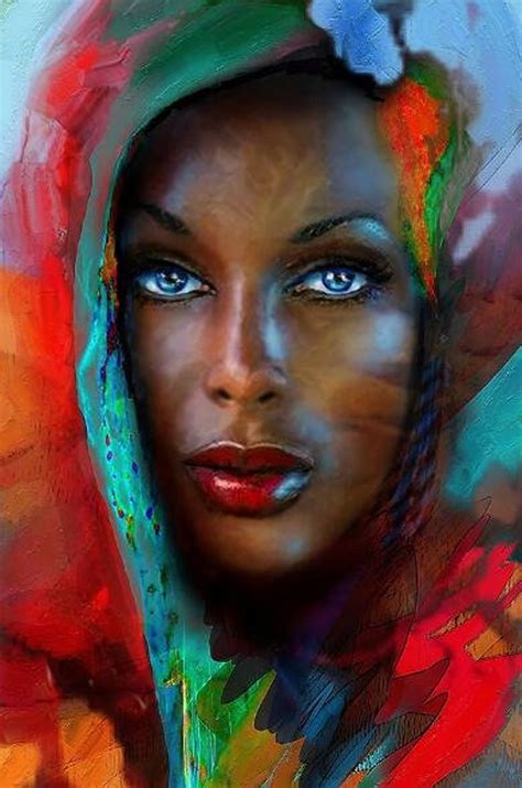Blue Eyes Abstract African Woman Art Canvas Paintings Black Etsy