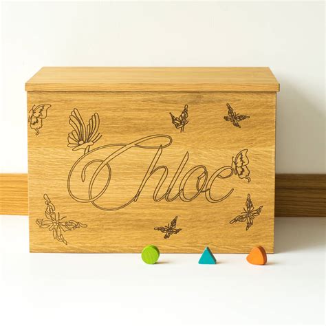 Personalised Butterflies Wooden Toy Box By Little And Wild