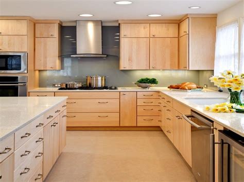 Kitchen backsplash ideas with maple cabinets. Natural Maple Kitchen Cabinets White Washed Modern Design Flat Panel Ame… | Kitchen cabinets and ...