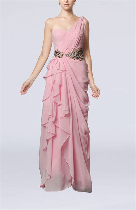See more ideas about wedding dresses, wedding dresses lace, dream wedding dresses. Baby Pink Romantic One Shoulder Sleeveless Floor Length ...
