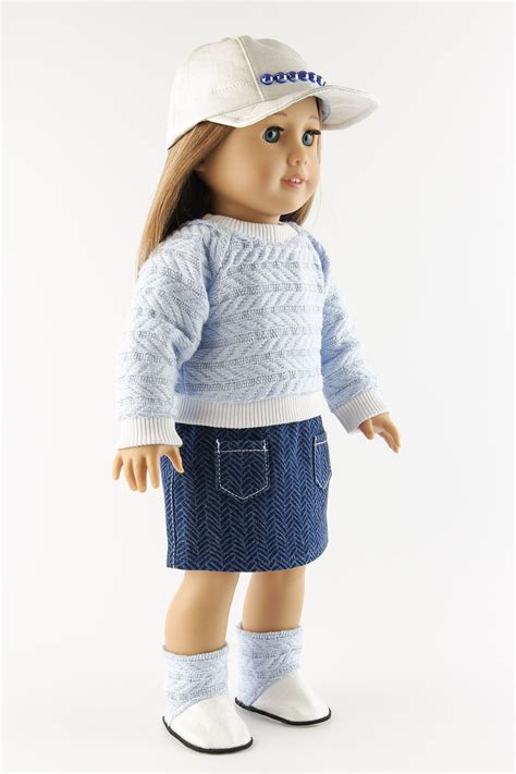 American Girl Doll Winter Clothes Set Denim Skirt With Pockets | Etsy