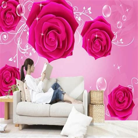 Romantic Rose Flowers Wallpapers For Walls 3d Wall Murals Photo Wall