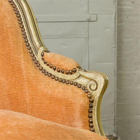 Small French Louis Xv Style Settee In Pale Apricot Velvet Chairish