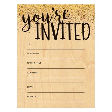 Fill In The Blank Invitation Cards Set Of 10 Cards Of Wood