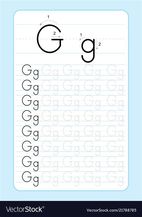 Alphabet Letters Tracing Worksheet Royalty Free Vector Image