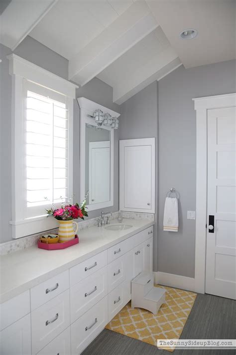 It made the wall look blue or. My Favorite Gray Paint! (and all paint colors throughout my house | Bathrooms | Paint colors for ...