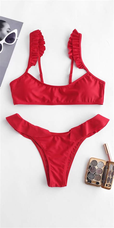 red bikini set swimsuit red bikini bikinis bandeau bikini set