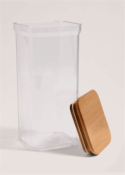 Clear Plastic Food Storage With Wooden Lid 22cm X 9cm Matalan