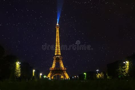 The Eiffel Tower Illuminated At Night Editorial Stock Image Image Of