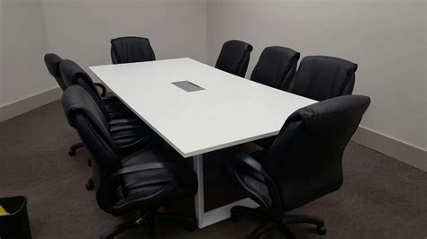 Custom 10 Foot Rectangular Conference Table W White Metal “o” Leg