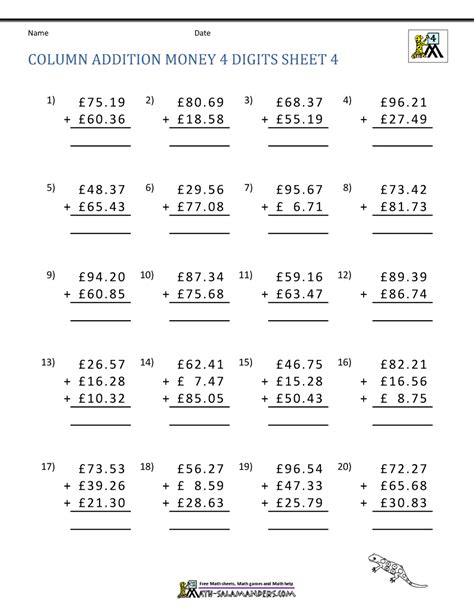 For exercises, you can reveal the answers first (submit worksheet) and print the page to have the exercise and. Free Printable Money Worksheets (£)