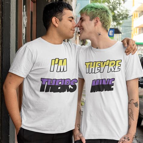 same sex t shirts with prints i m theirs 2 pack matching lgbt shirts