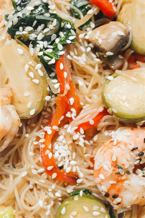 Close Up Photo Of Noodle Dish With Shrimp And Sesame Seeds · Free Stock