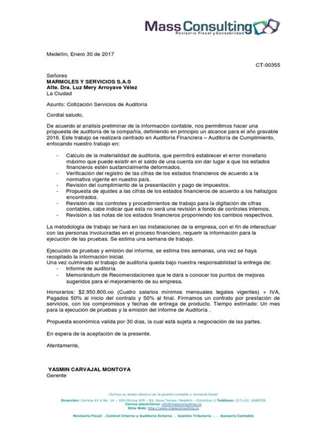 Propuesta Auditoria Pdf Auditoría Financiera Contabilidad