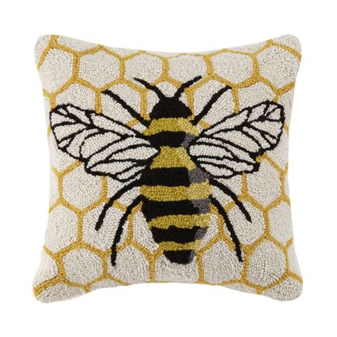 Honeycomb Bee Hook Pillow Pillows Throw Pillows Wool Throw Pillows