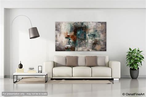 Painting For Sale Large Modern Textured Teal Gray