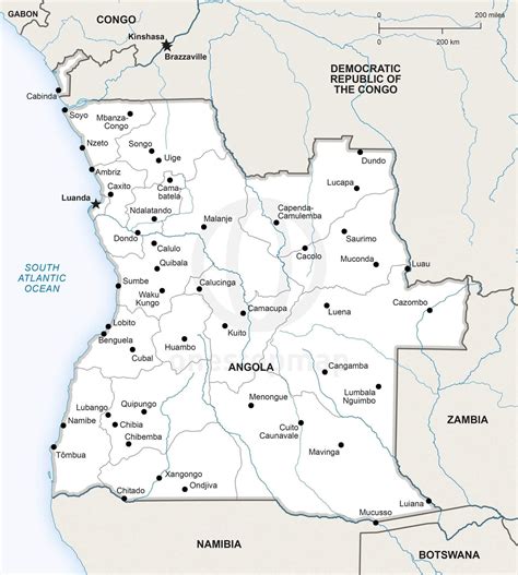 Lonely planet's guide to angola. Vector Map of Angola Political | One Stop Map