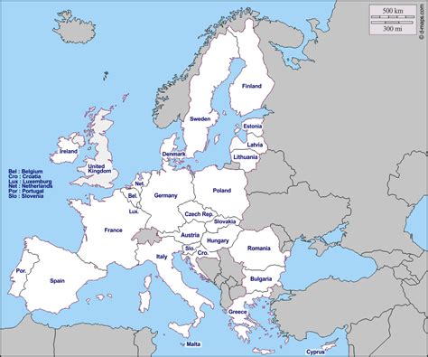 Unione Europea Cartina Muta