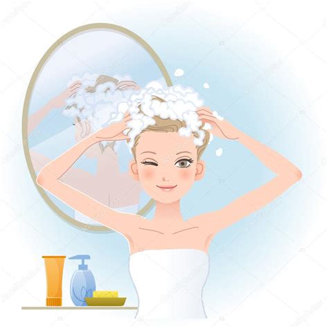 Pretty Woman Soaping Her Head Stock Vector Image By ©norwayblue 30006431
