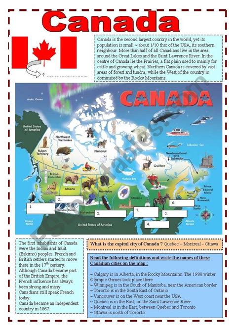 Here Are 2 Worksheets To Learn A Few Facts About Canada Geography
