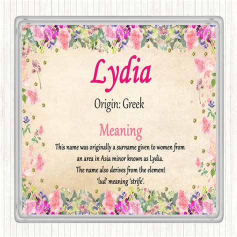 Lydia Personalised Name Meaning Coaster The Card Zoo