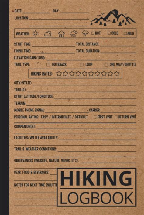 Hiking Log Book Hiking Journal For Track And Records Hikes And Journeys
