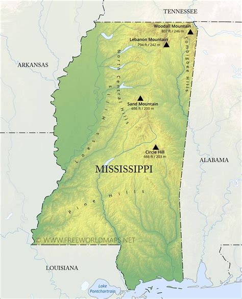 Physical Map Of Mississippi