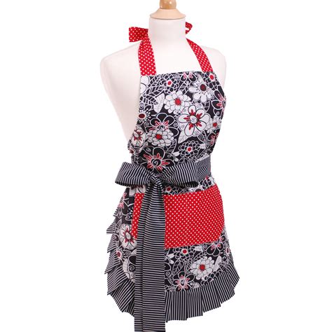 flirty aprons women s apron in scarlet blossom and reviews wayfair