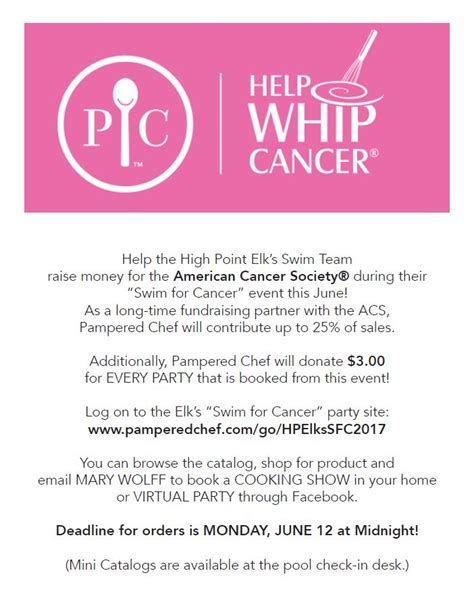 Pampered Chef Swim For Cancer Fundraiser 2017 - HP Elks Lodge #1155