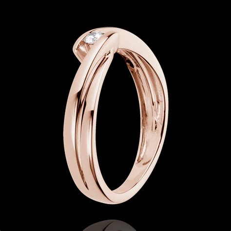 Pour commander par téléphone : Bague solitaire or rose 18 carats Ondine - 0.07 carat : bijoux Edenly