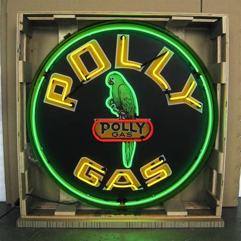 Polly Gas Neon Sign Gasoline And Motor Oil Gulf 36 Wilshire Oil