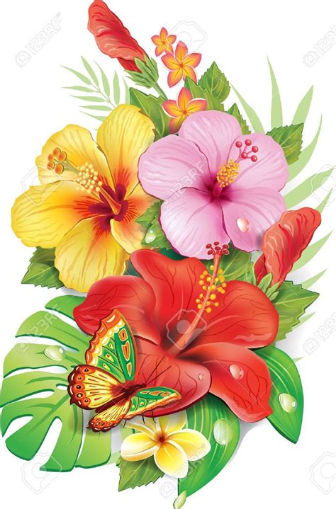 Hawaiian Flower Drawing Hibiscus Drawing Hawaiian Flowers Hibiscus Flowers Exotic Flowers