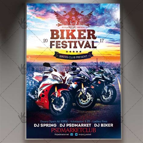 Biker Festival Premium Flyer Psd Template Psdmarket Event Poster