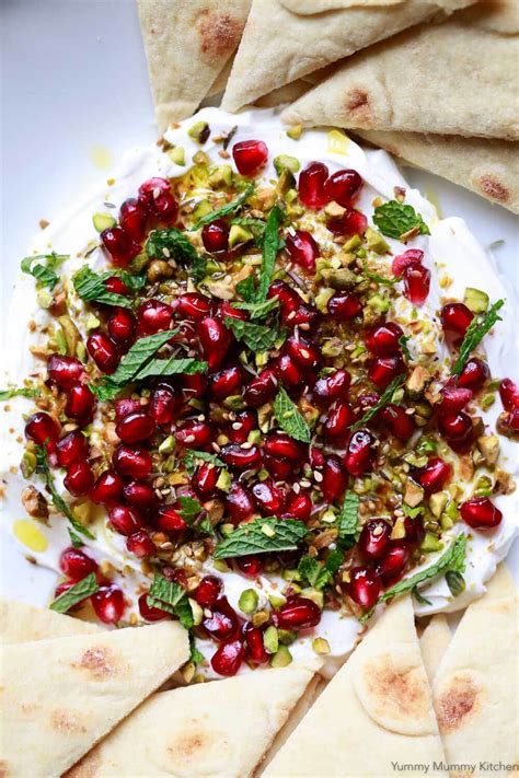 labneh labne dip recipe with zaatar pomegranate and pistachios